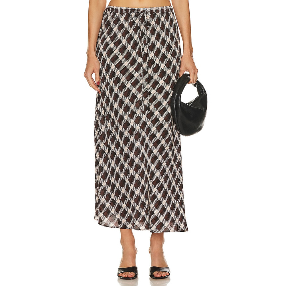 Bec + Bridge 'Chiara' Black Satin Drawstring Skirt Size 6
